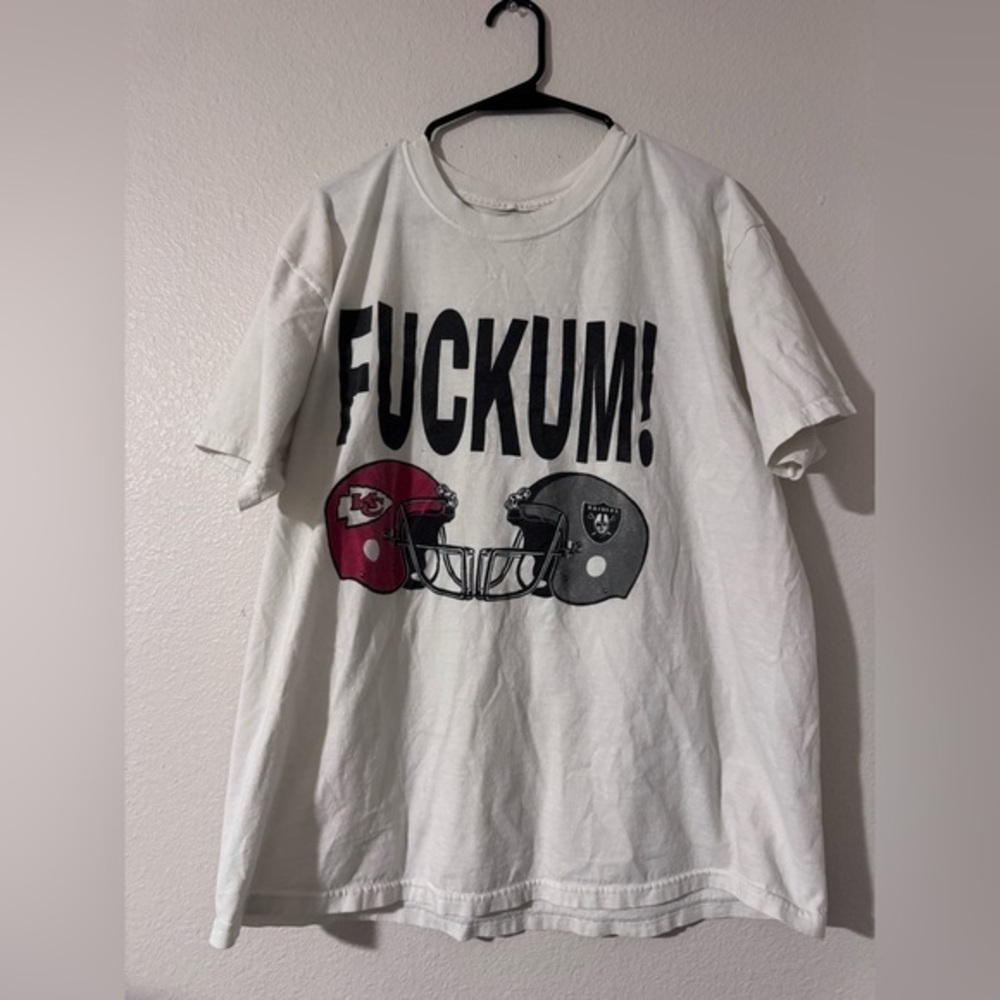 Vintage Kansas City Chiefs Oakland Raiders T Shirt Size Large